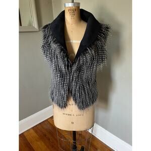 Dolce Cabo Faux Fur Vest Black White Gray Size SMALL